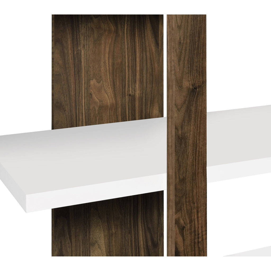 Aged Walnut/White 4-Shelf Bookcase N365