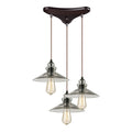 Hammered Glass 3 Light Pendant in Oil Rubbed Bronze S872552
