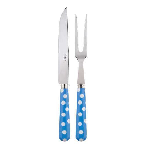 White Dots Light Blue Carving Set W146
