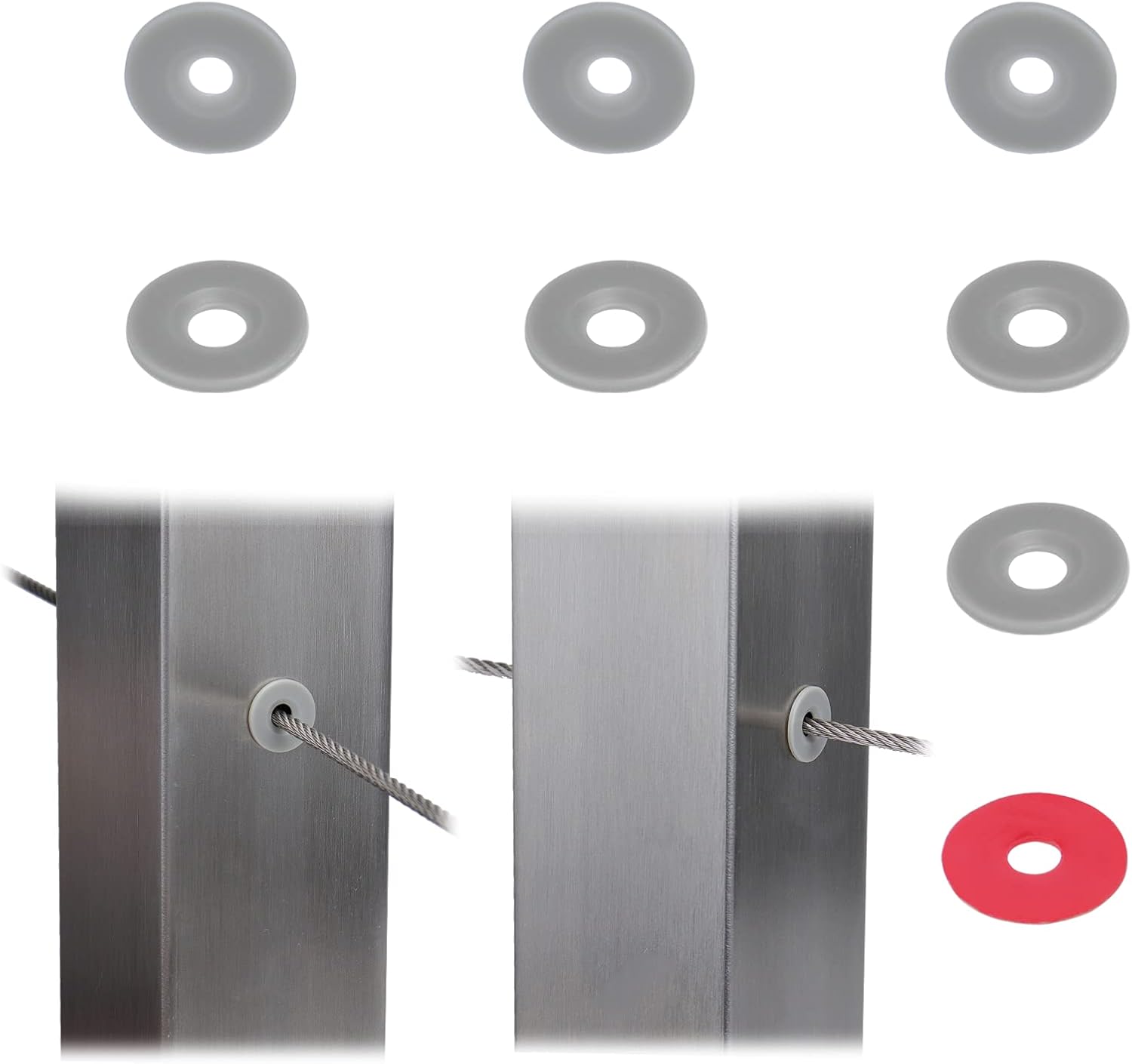 40Pack Cable Railing Kit Protector Sleeve Adhesive Grommet for 1/8 5/32 Wire Rope Wood Posts T316 Stainless Steel V770
