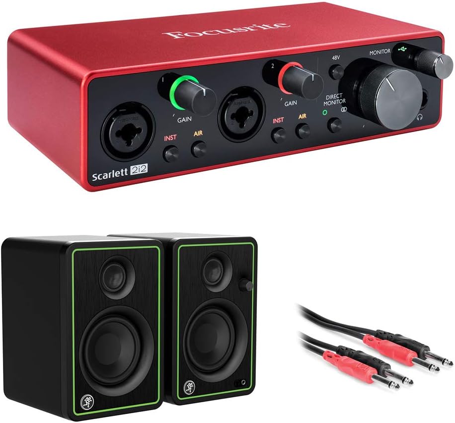 USB Audio Interface Bundle with Mackie CR3-X Monitors & Cable S83882