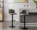 Grey Faux Leather Swivel Bar Stools Set of 2 O8679