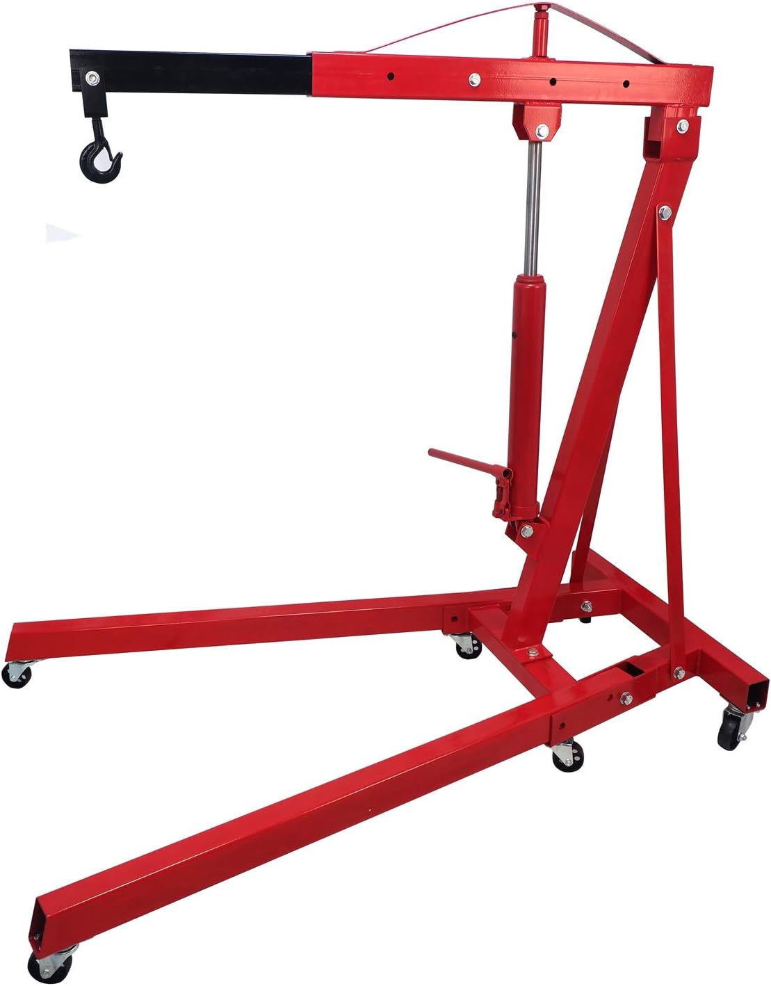 2 Ton Red Heavy Duty Engine Hoist Portable Crane Hydraulic With Hooks O20420