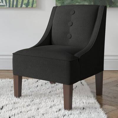 Black Linen Blend Tufted Armchair Q873