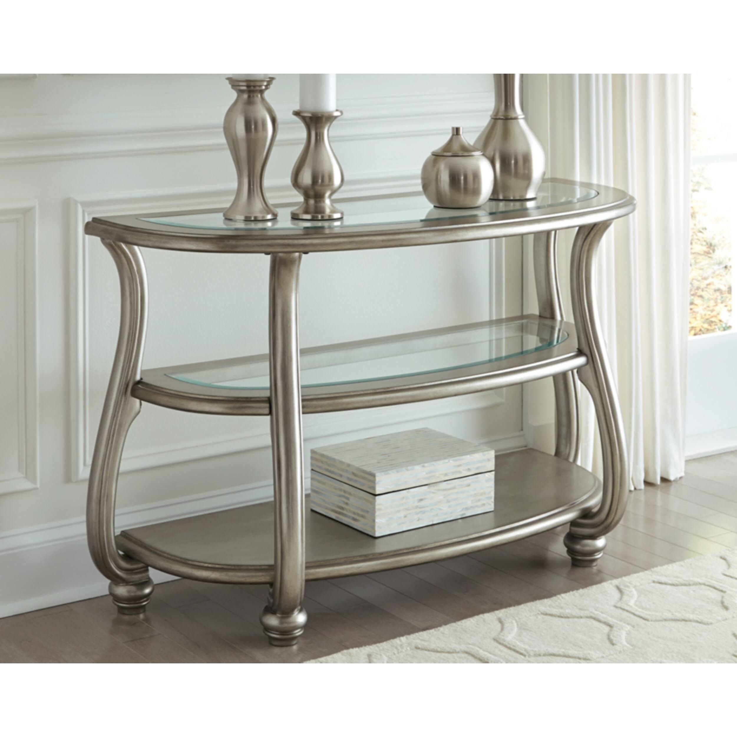 Silver Glass Accent Console Table R63244