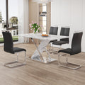 Black Faux Marble Dining Table Set of 4 with Chairs M4773