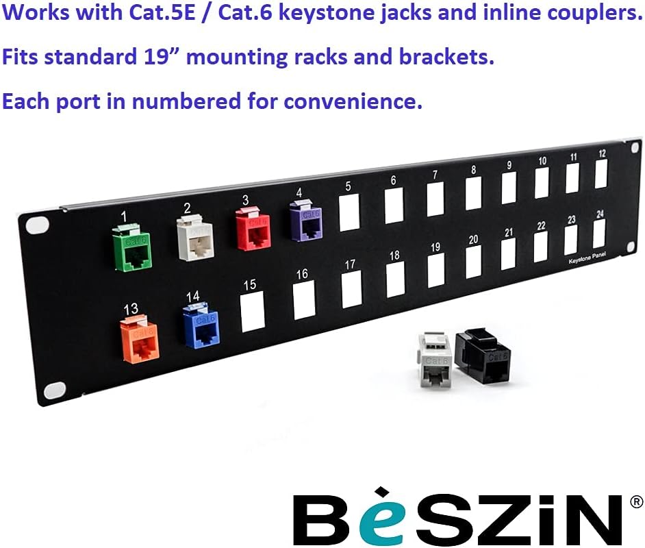 Blank Patch Panel for Keystone Jack Cat.5E, Cat.6 (24 Port) T8220