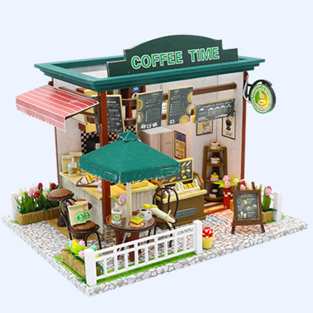 Miniature LED Coffee Store Doll House Model Toy G383296