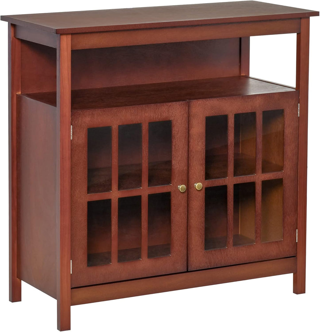 Grey Kitchen Storage Sideboard Cabinet with Glass Door and Adjustable Shelf B742784