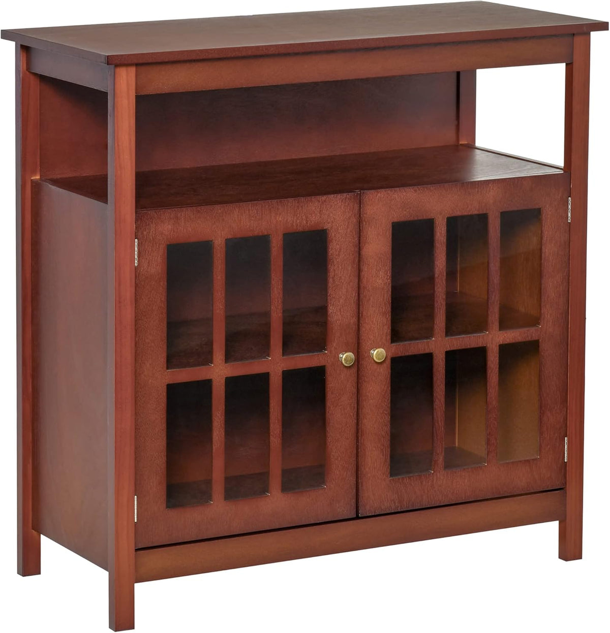 Grey Kitchen Storage Sideboard Cabinet with Glass Door and Adjustable Shelf B742784