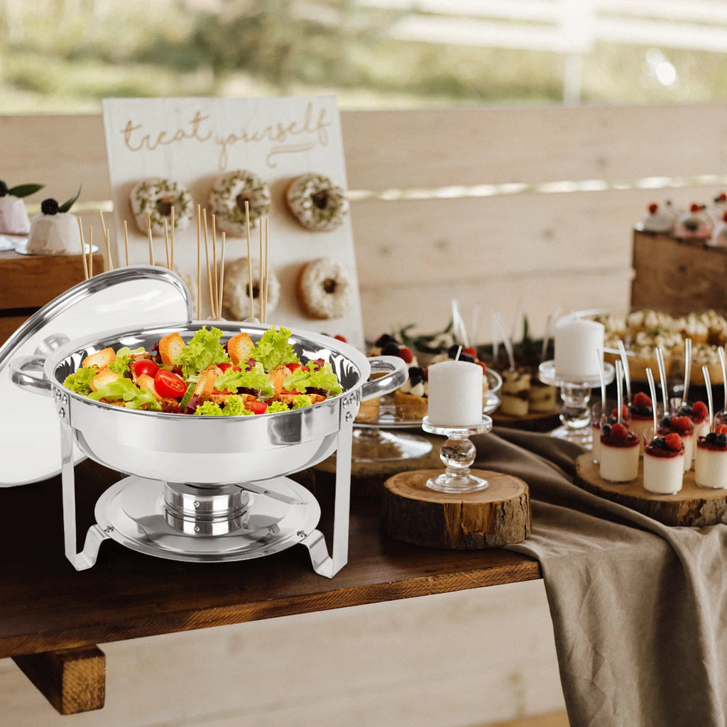 5Qt 4 Packs Stainless Steel Chafing Dish Set with Glass Lid P6269