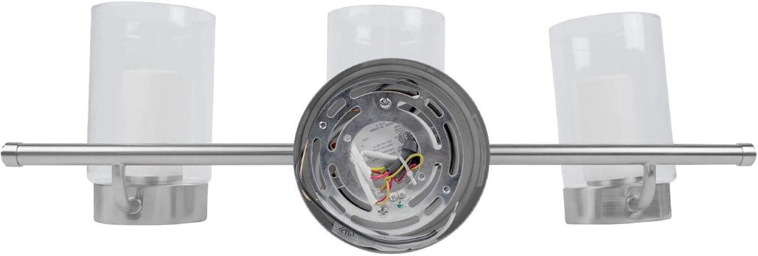 22 Inch 3 Lamp LED Glass Bathroom Vanity Light, 23W, 3000K, Brushed Nickel Finish S1366