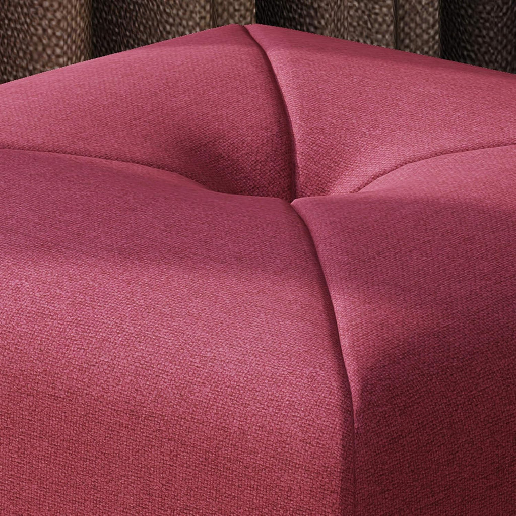 Deep Red Fabric Square Ottoman Pack of 2 A1081