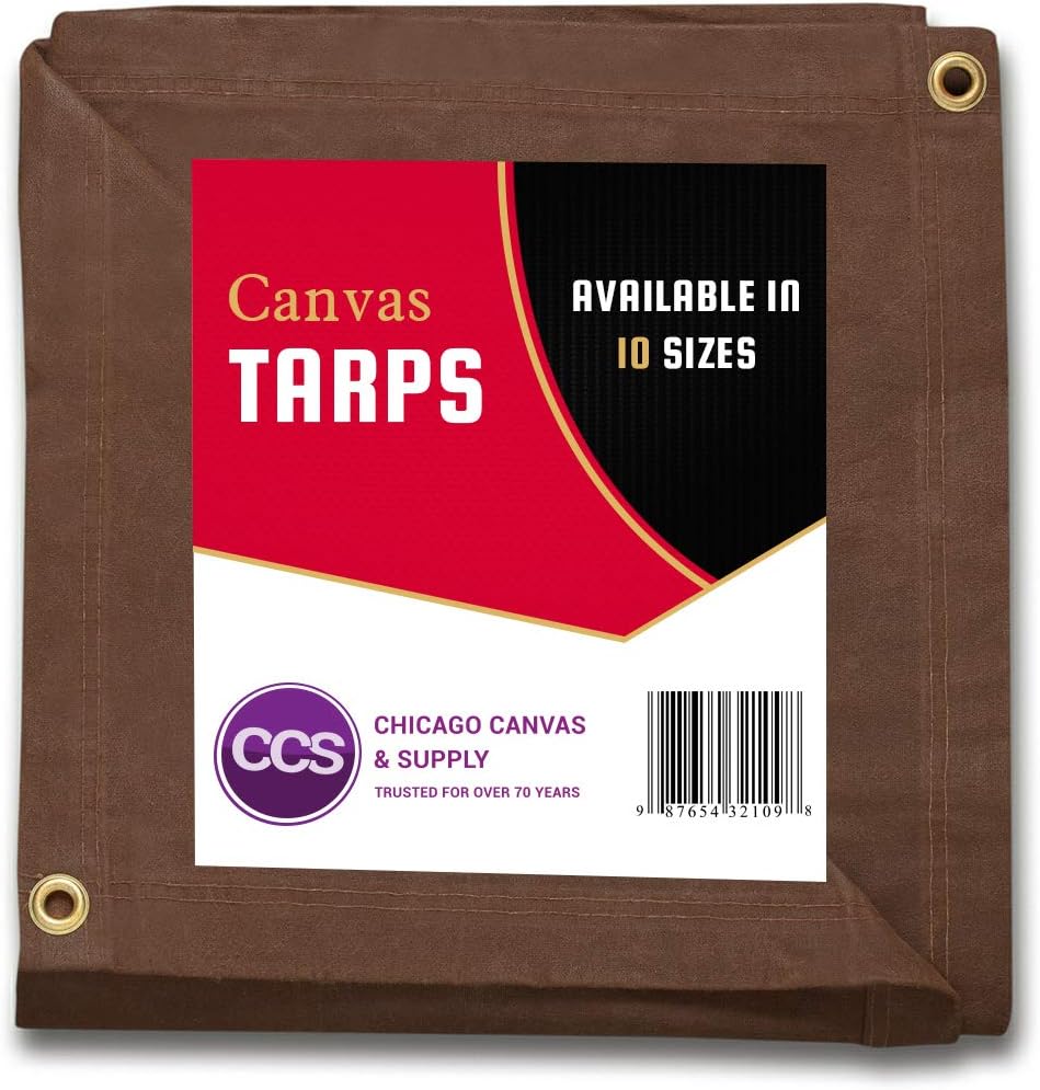 Gold 12 by 14 Feet Waterproof Canvas Tarp with Rustproof Grommets M101090