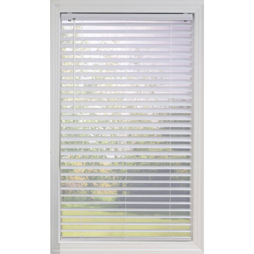 White Cordless Room Darkening Vinyl Blinds with 2 in. Slats 58.5 in. W x 72 in. L J93659