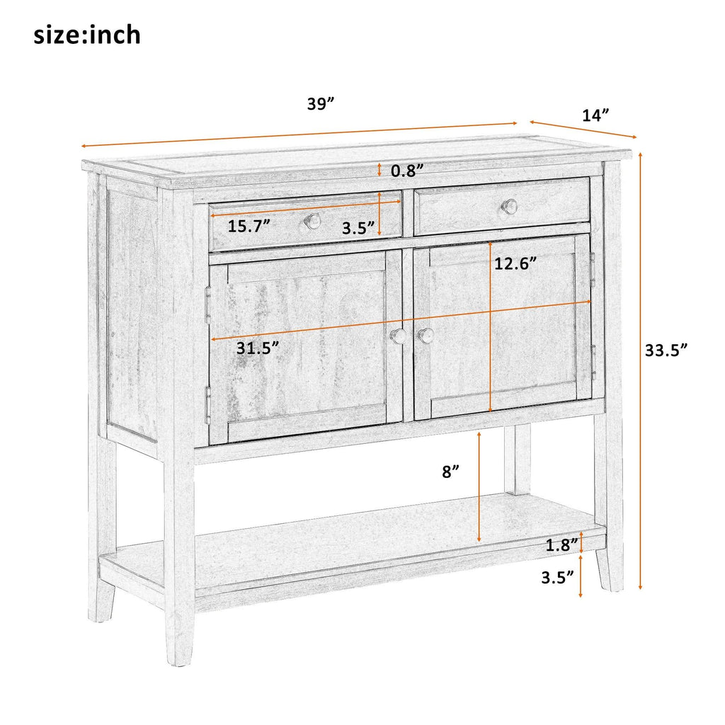 Brown Console Table with 2 Drawers and 2 Cabinets P180
