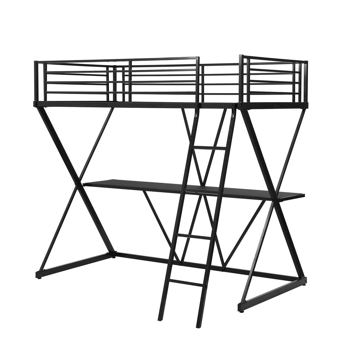 Twin Loft Bed with Desk, Ladder, and Guardrails Q137062