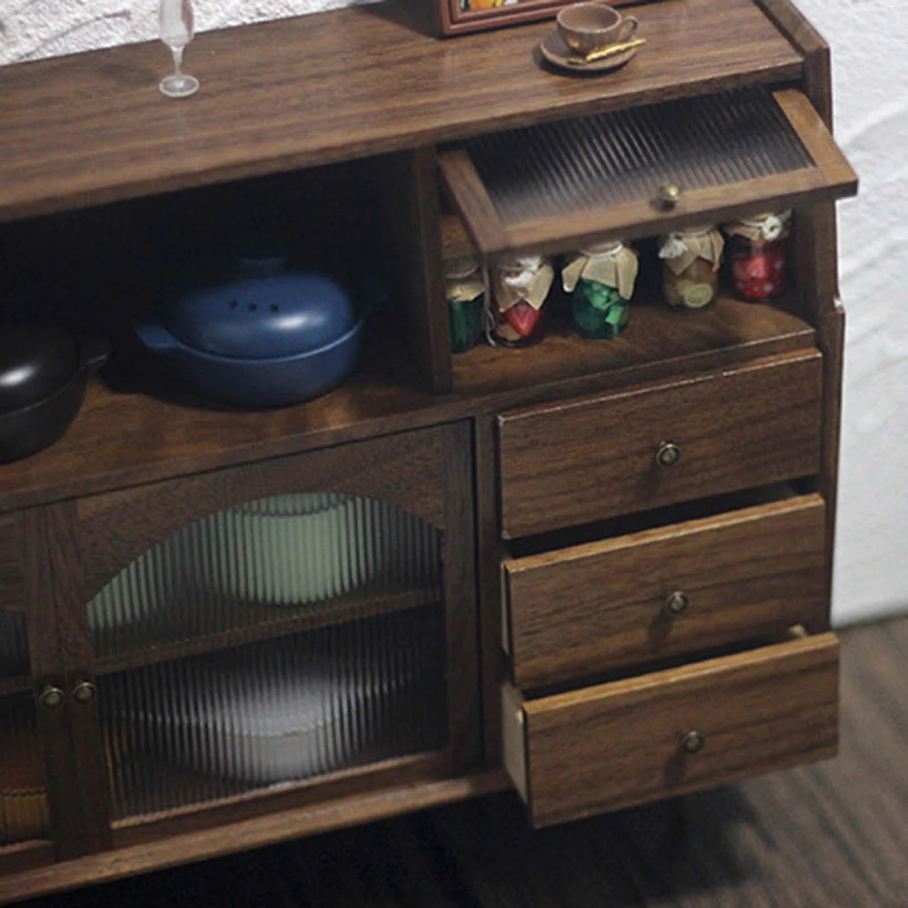 Walnut Dollhouse Miniature Sideboard Cabinet Z5481