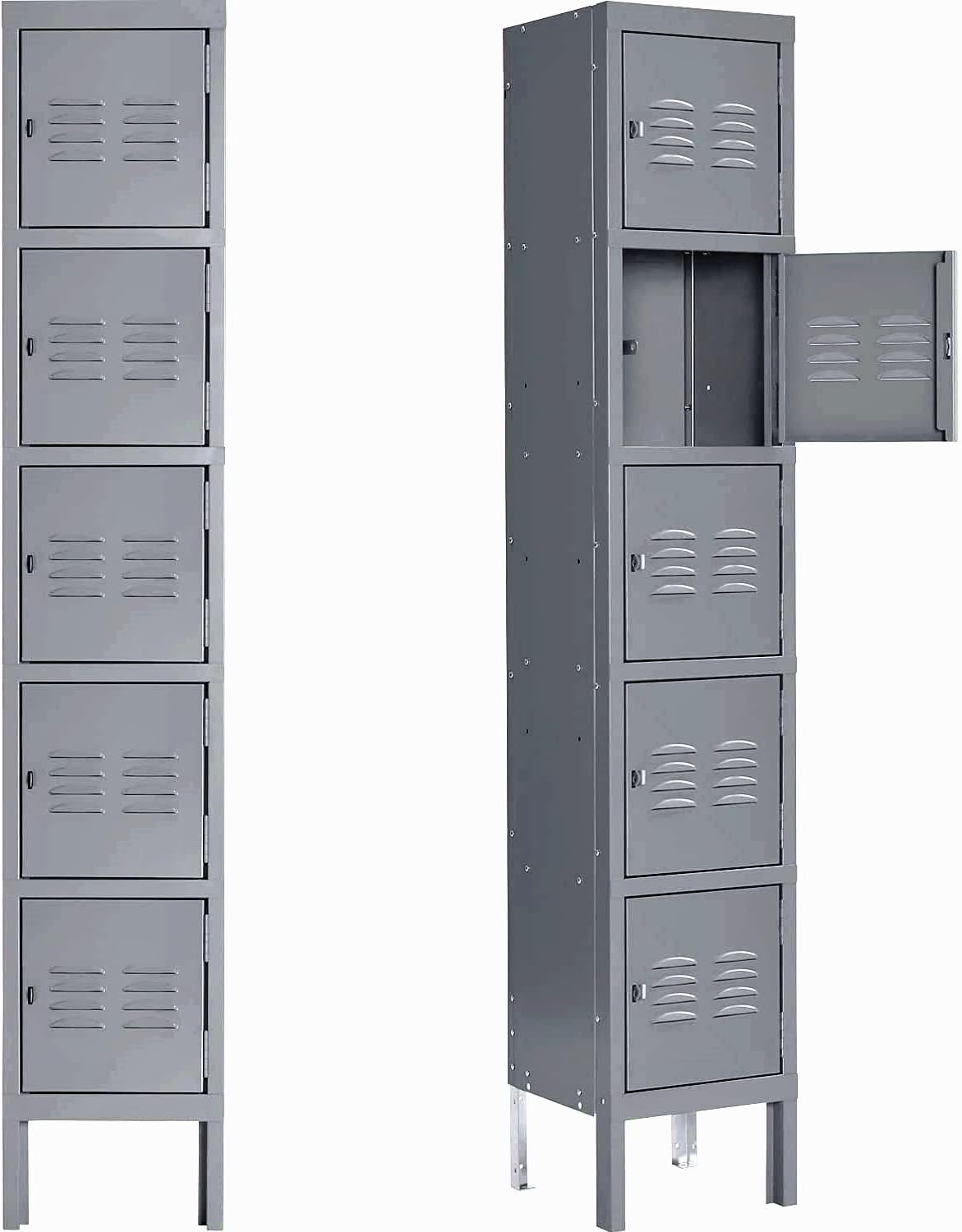 5-Tier Steel Grey Storage Cabinet Locker with 5 Doors B765