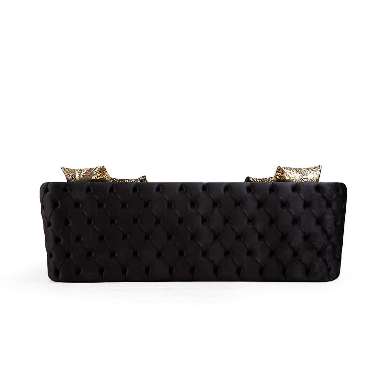 2 Pc Velvet Button Tufted Sofa Set in Black D7115