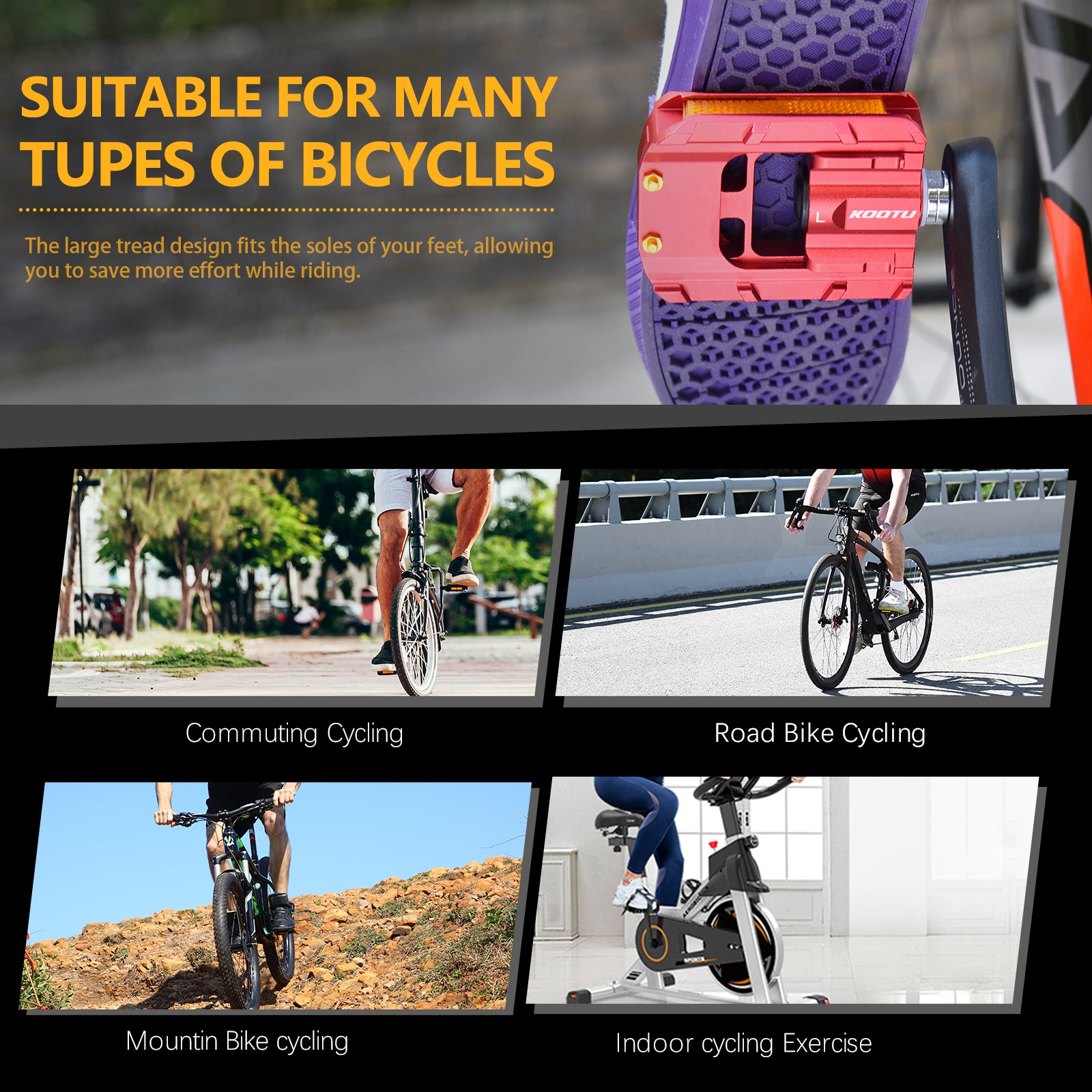 9/16 Inch Aluminum Non-Slip Folding Bike Pedals H5197