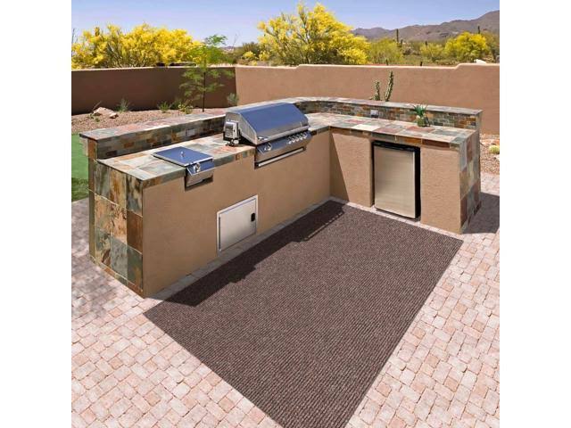 Heavy-Duty Ribbed Indoor/Outdoor Carpet with Rubber Marine Backing - Tuscan Brown 6 x 20 O3867