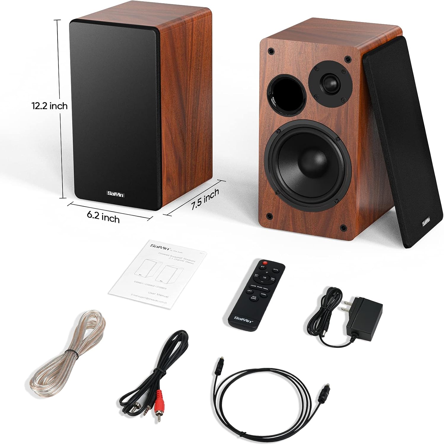 Bluetooth Bookshelf Speaker, Powered 2.0 Stereo 36W X 2 Active Studio Monitors V5399