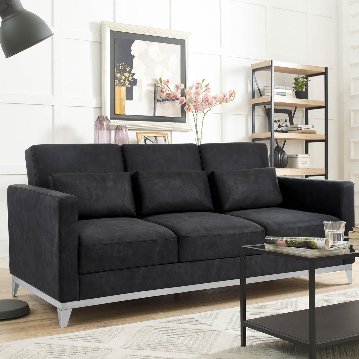 Smoke Gray Fabric Sofa Sleeper L6280
