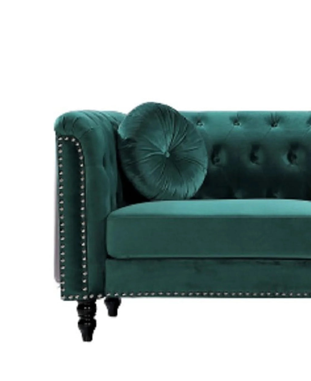 Green Velvet Rolled Arm Chesterfield Loveseat G33057
