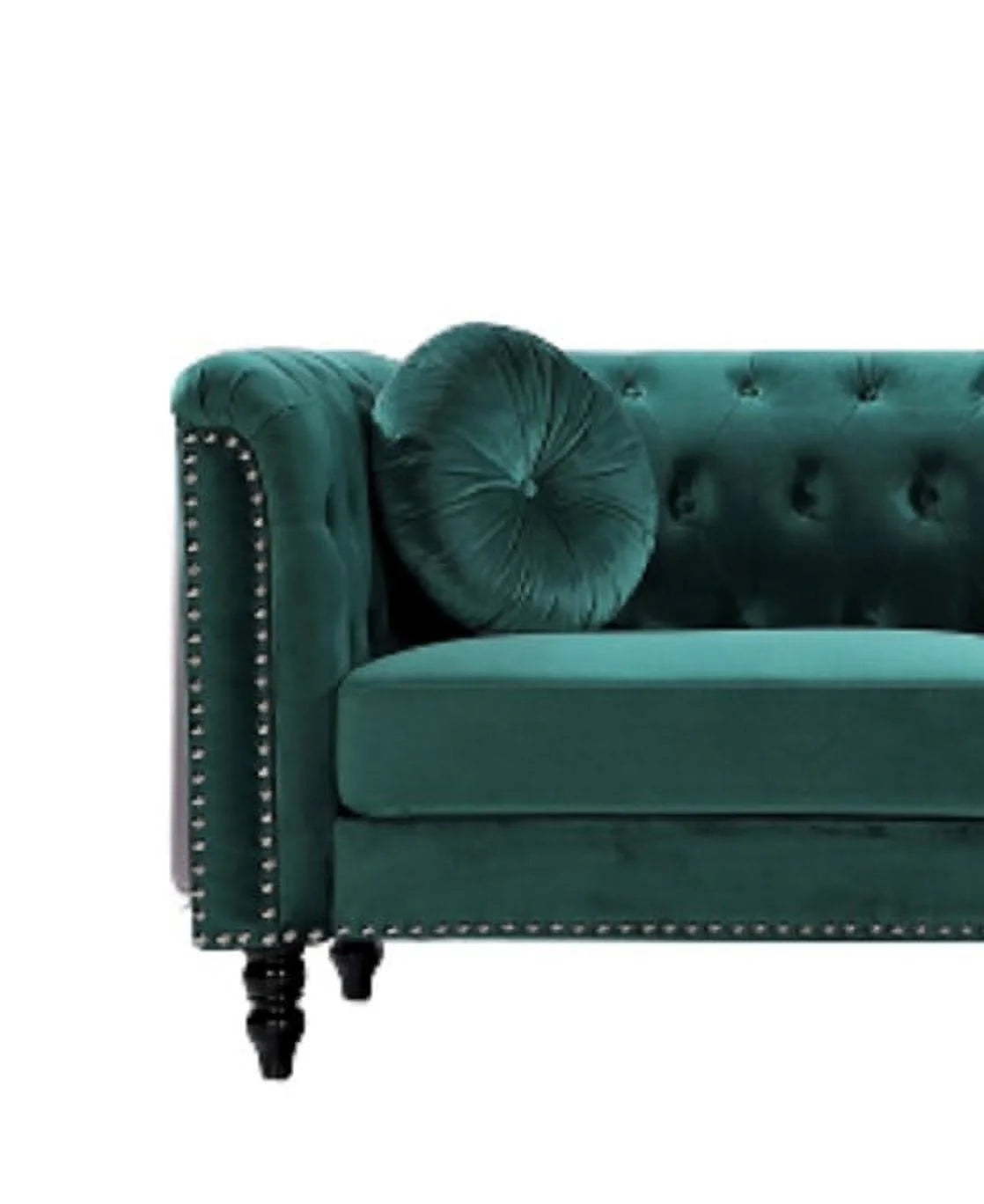 Green Velvet Rolled Arm Chesterfield Loveseat G33057