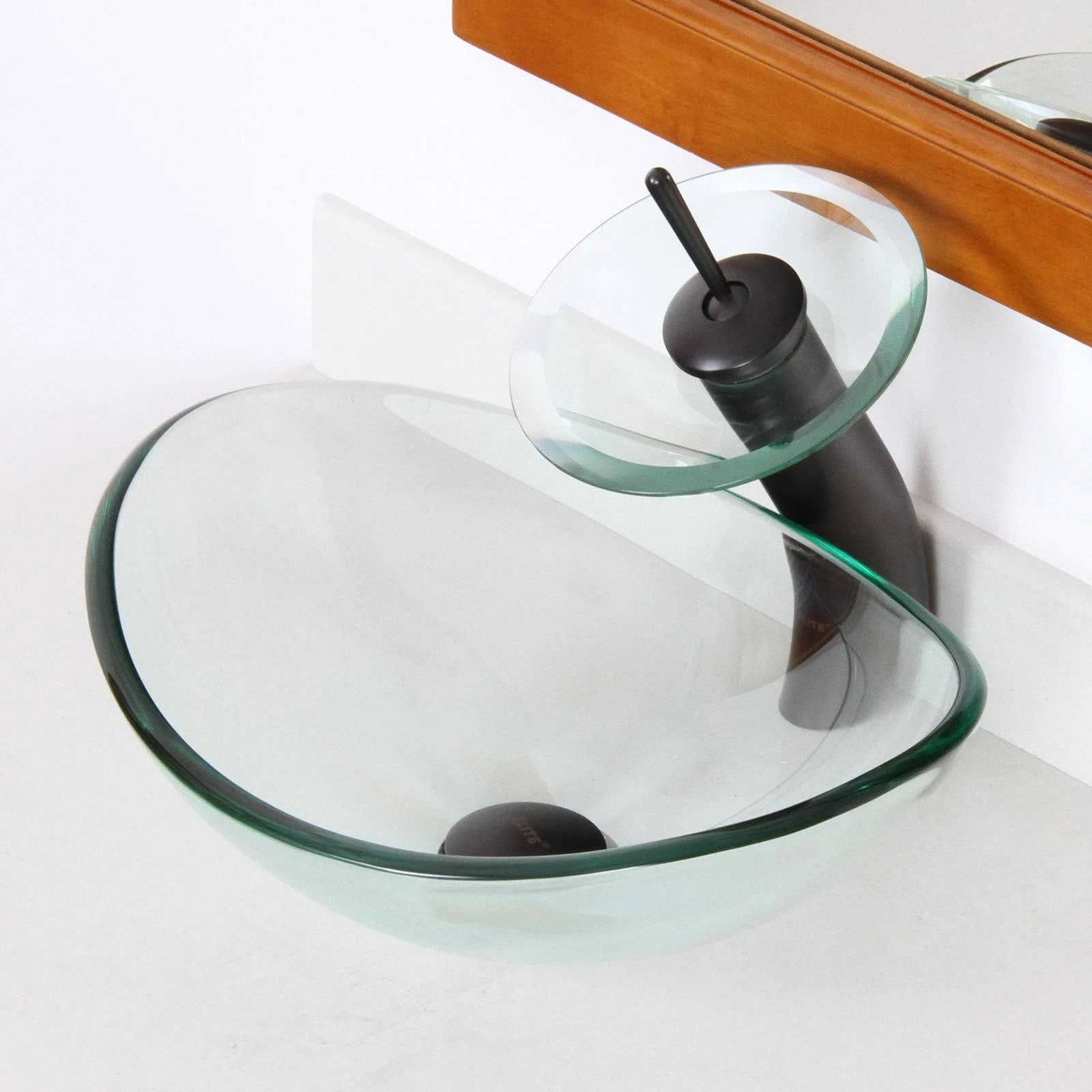 Oval Transparent Tempered Glass Bathroom Vessel Sink S171