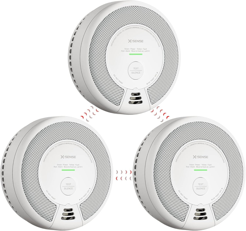 3 Pack Wireless Interconnected Combination Smoke and Carbon Monoxide Detector F1928