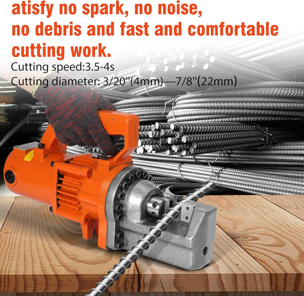 Electric Hydraulic Rebar Cutter, 1350W, Cutting up to 7/8 Inch 4-22mm #7 Rebar, with Replaceable Jaw Blades (AC 110V) N275