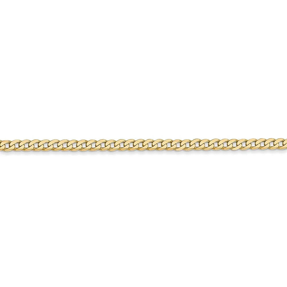 14kt Yellow Gold 2.2mm Flat Beveled Curb Chain 16 inch Lobster Clasp U419