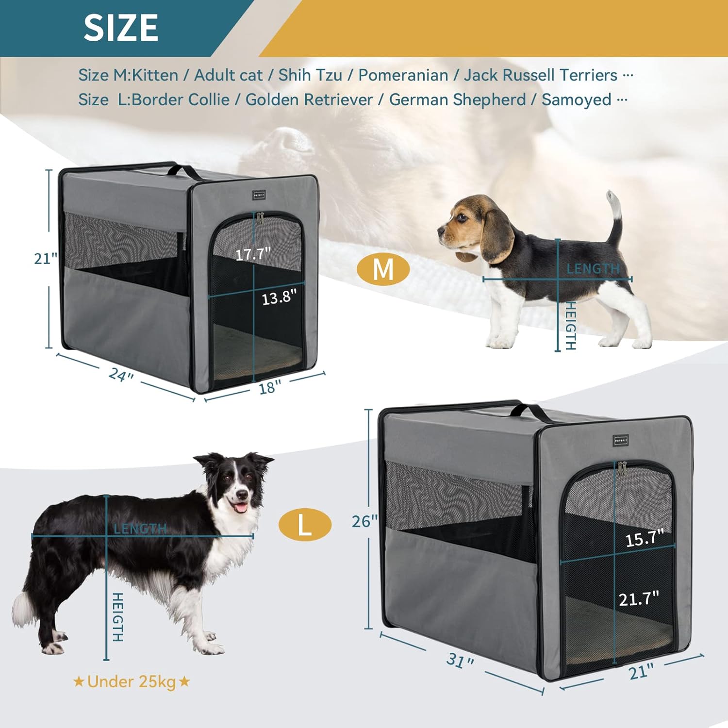Collapsible Medium Dog Travel Crate Pack of 2 T25395