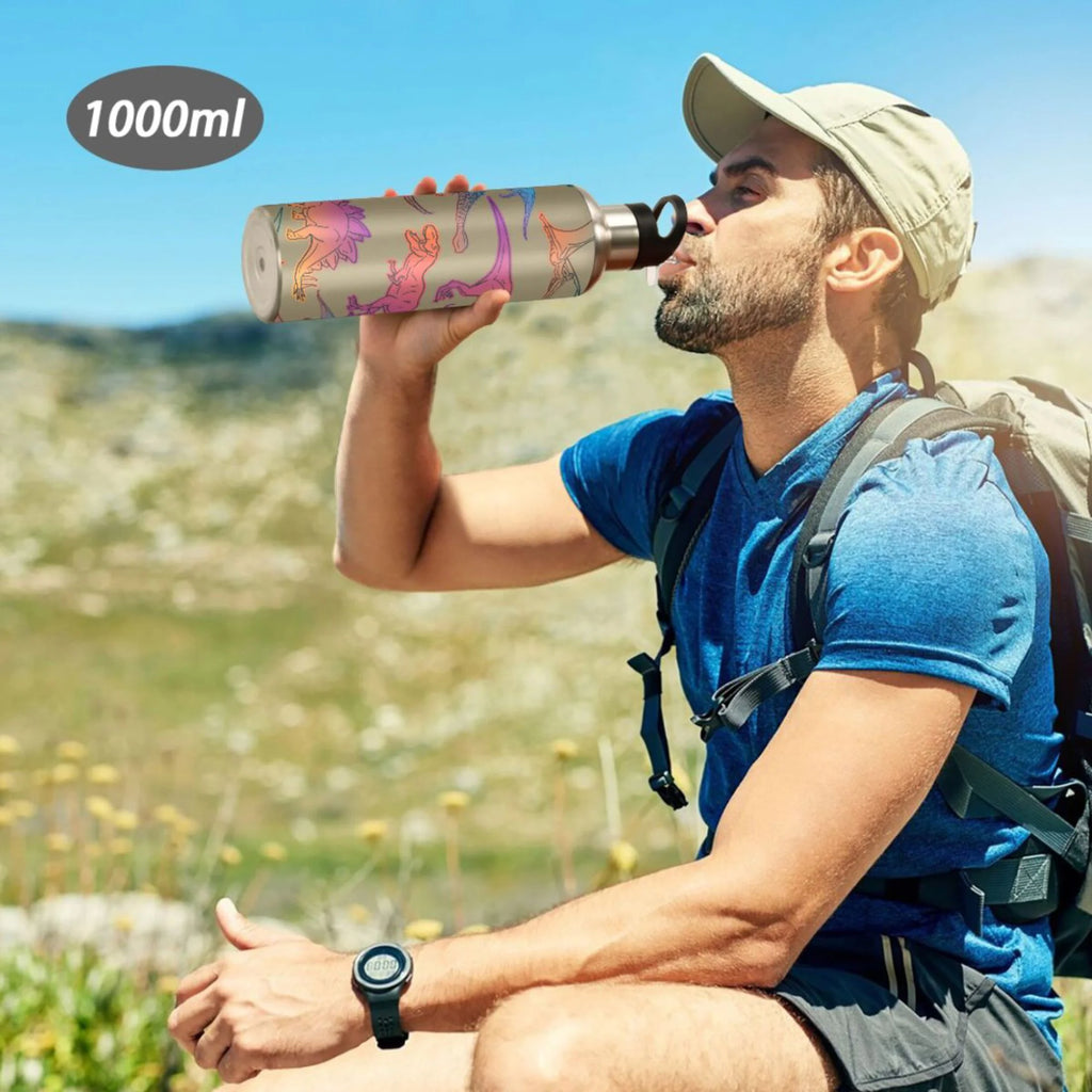 Colorful Dinosaur Stainless Steel Insulated Water Bottle with Straw Lid T835