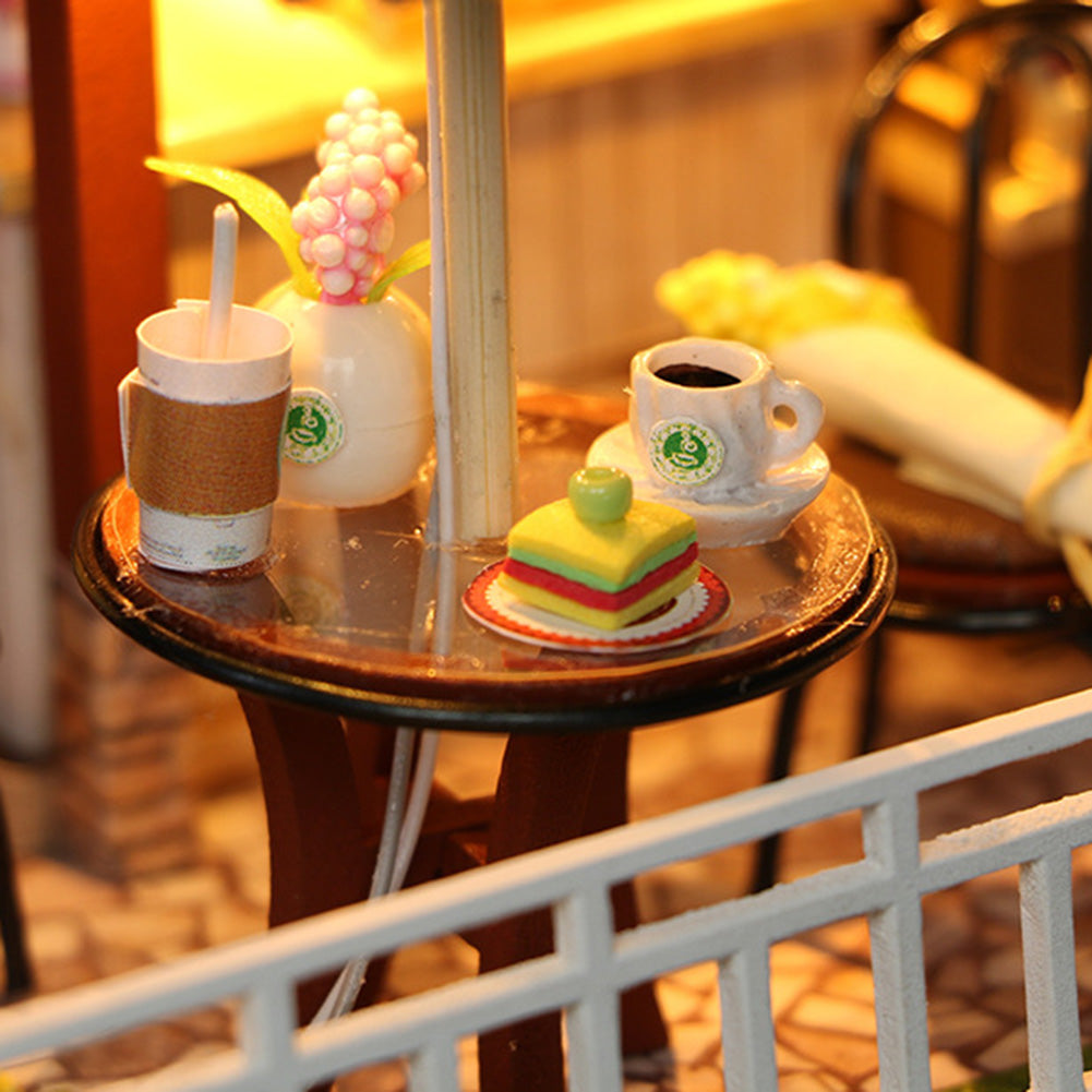 Miniature LED Coffee Store Doll House Model Toy G383296