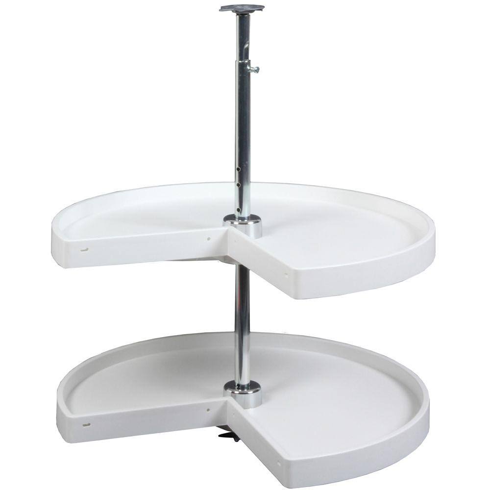 White 2-Shelf Pie Cut Door Mount Lazy Susan Cabinet Organizer V215123
