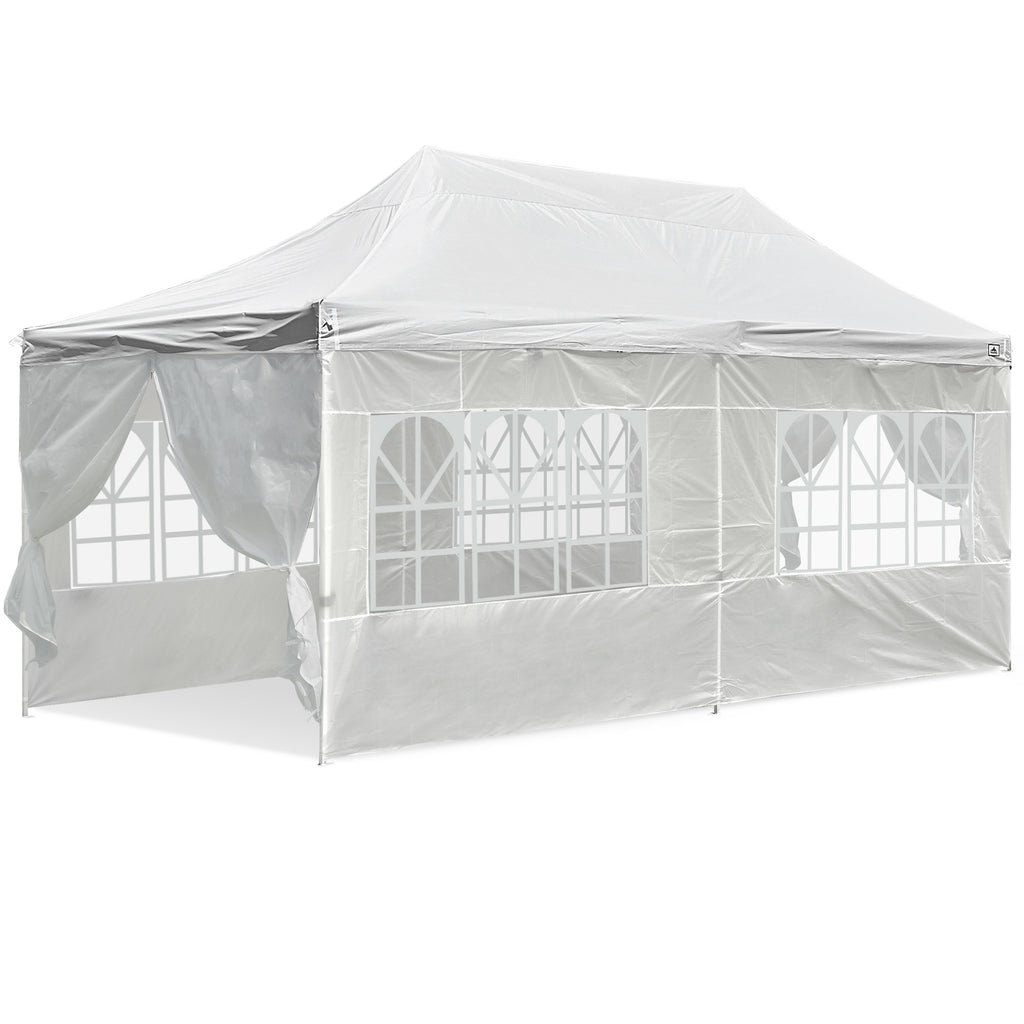 White 10x20ft Pop Up Gazebo with 4 Sidewalls S95136