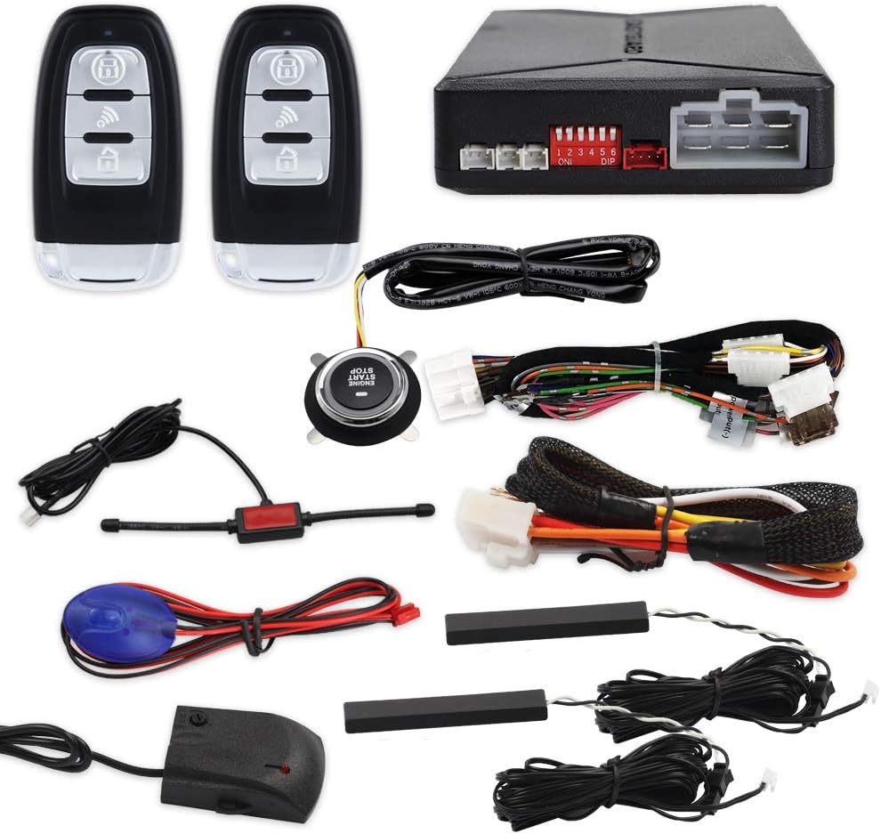PKE Car Alarm with Remote Starter Passive Keyless Entry Proximity Unlock DC12V J129046