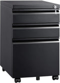 Black 3 Drawer Mobile File Cabinet with Lock V301314
