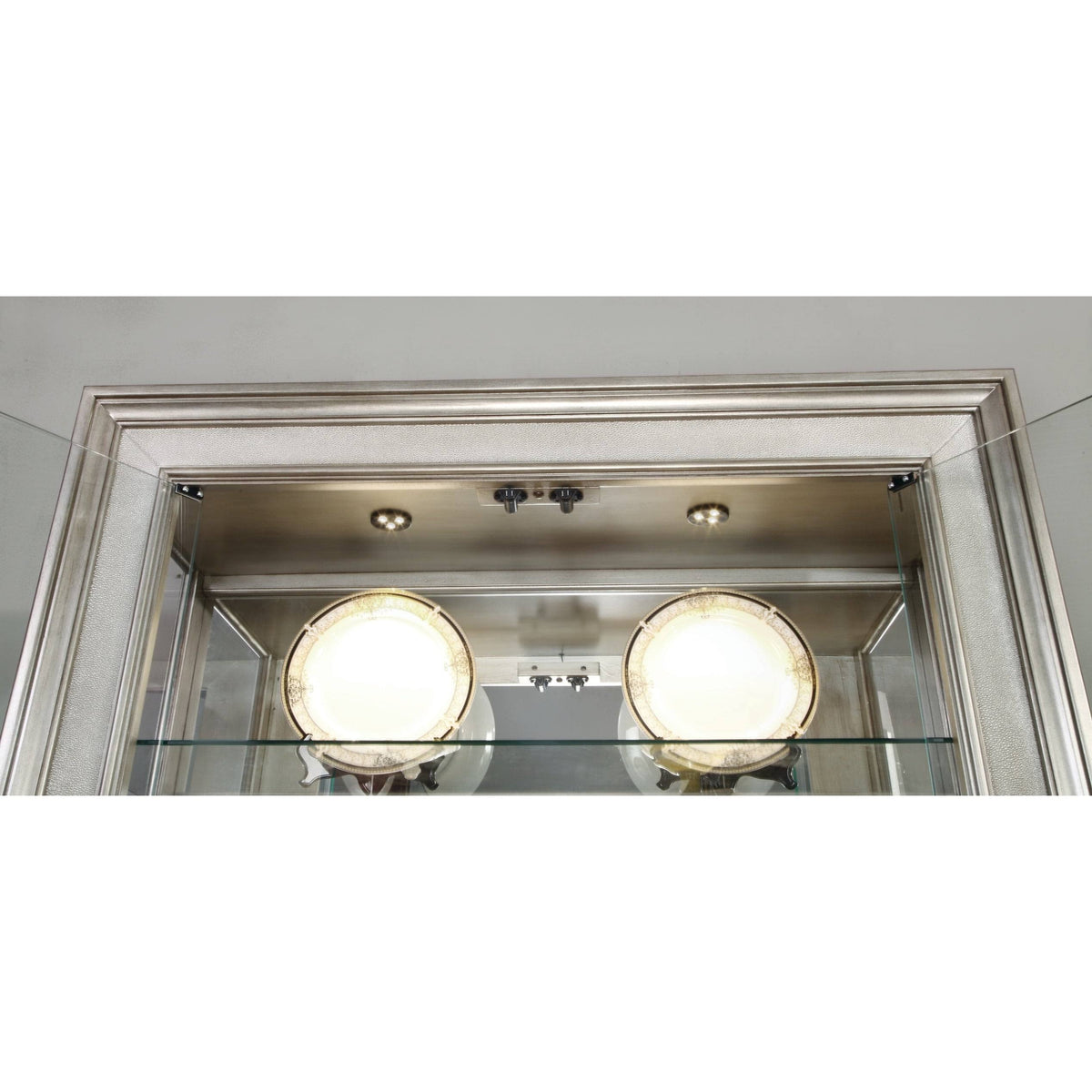 Metallic Platinum Curio Cabinet E912