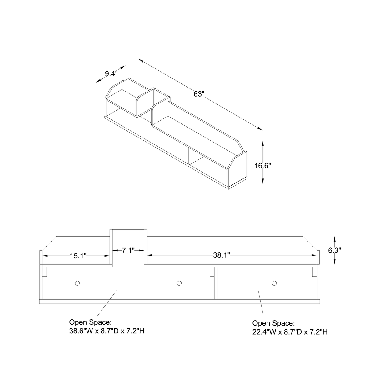 Walnut Wall-Mounted Media Console Z92603