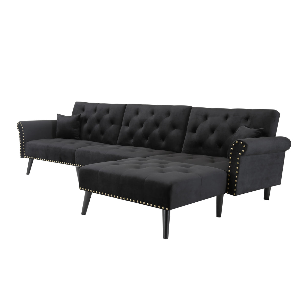 Velvet Convertible Sleeper Sectional Sofa G594