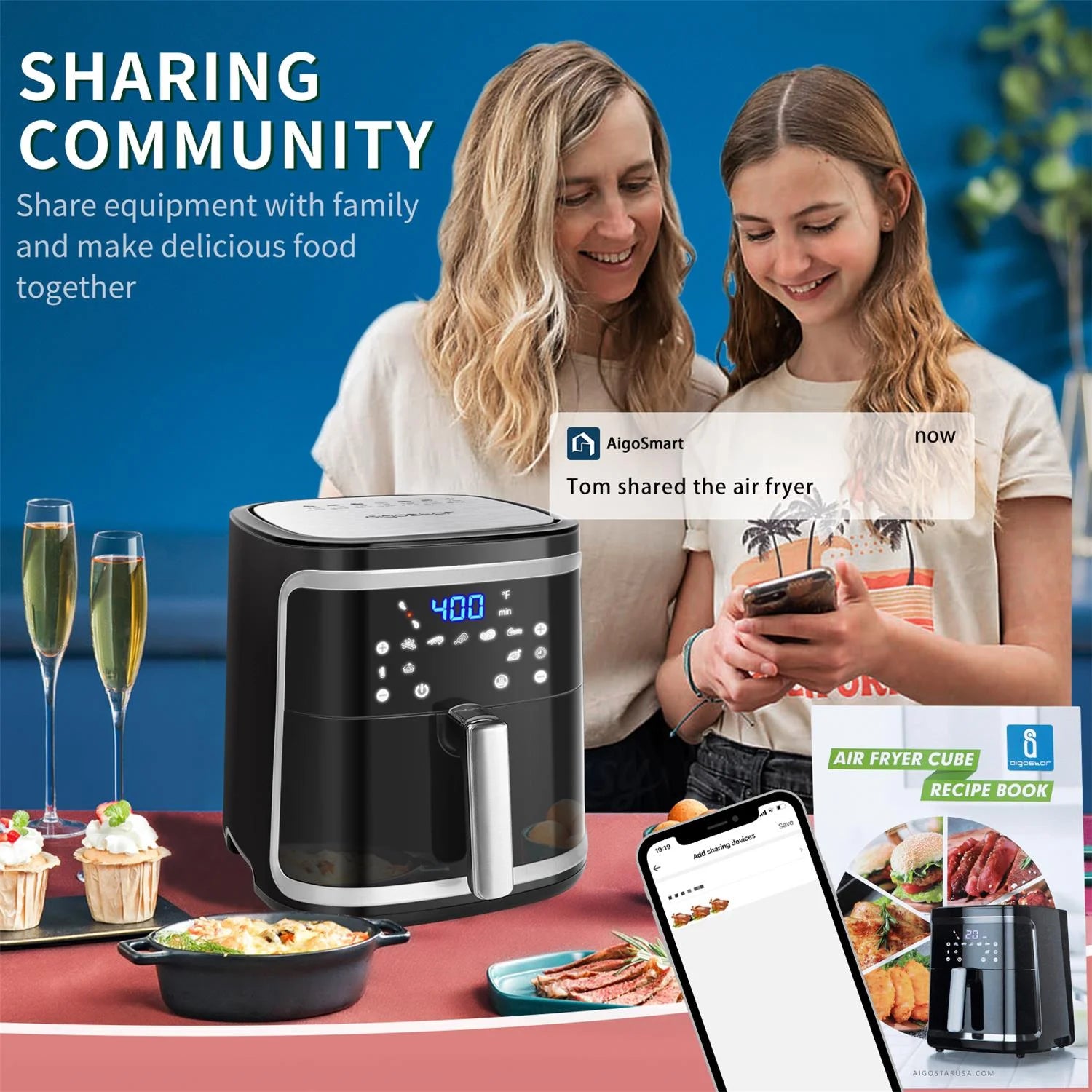 12-in-1 Smart WiFi Air Fryer 7.4 QT, Black F10244
