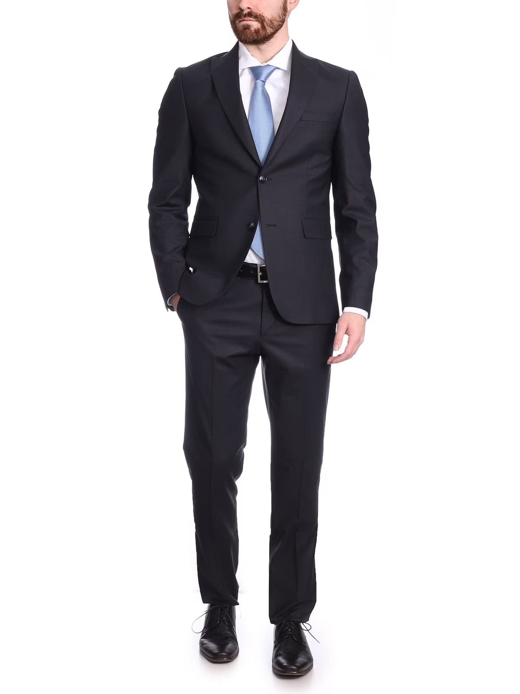 Black Slim Fit 2 Piece Suit With Peak Lapels L210823
