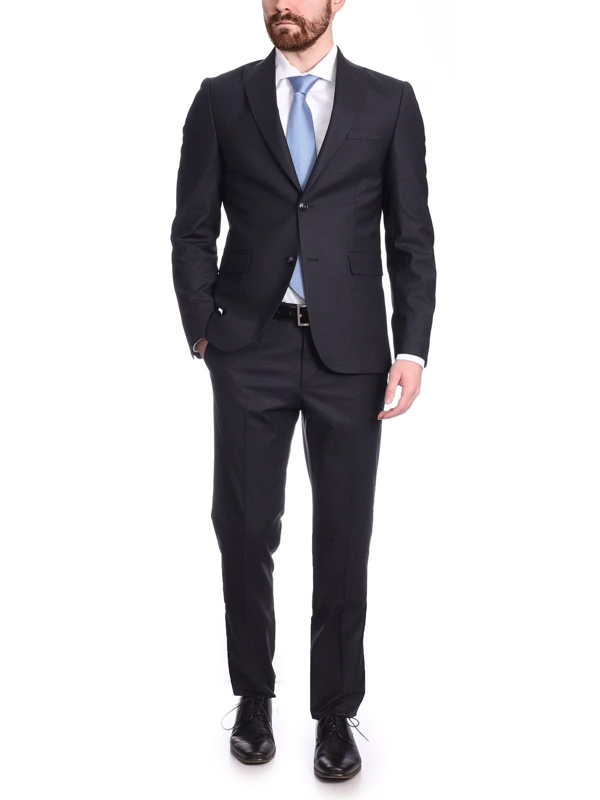 Black Slim Fit 2 Piece Suit With Peak Lapels L210823