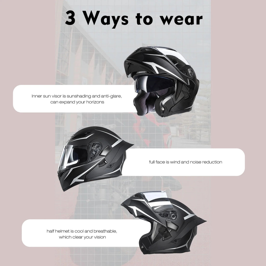 Motorcycle Helmet Dual Visor Flip up Full Face Helmet F65888