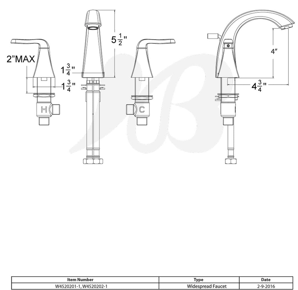 Chrome Two Handle 8 Widespread Faucet E701