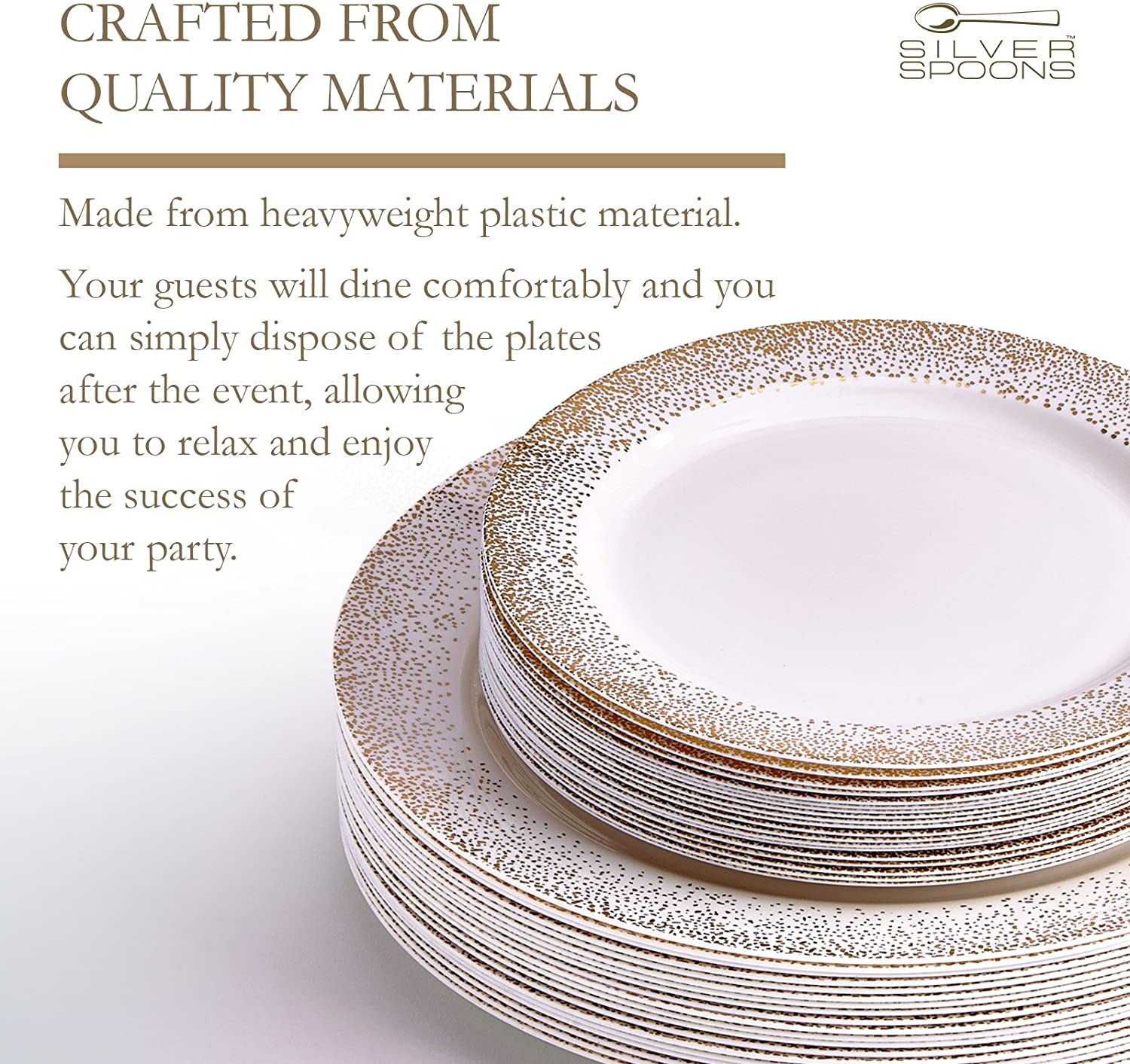 40 PC Disposable Dinnerware Set, 120 Servings, Ivory/Gold O1686